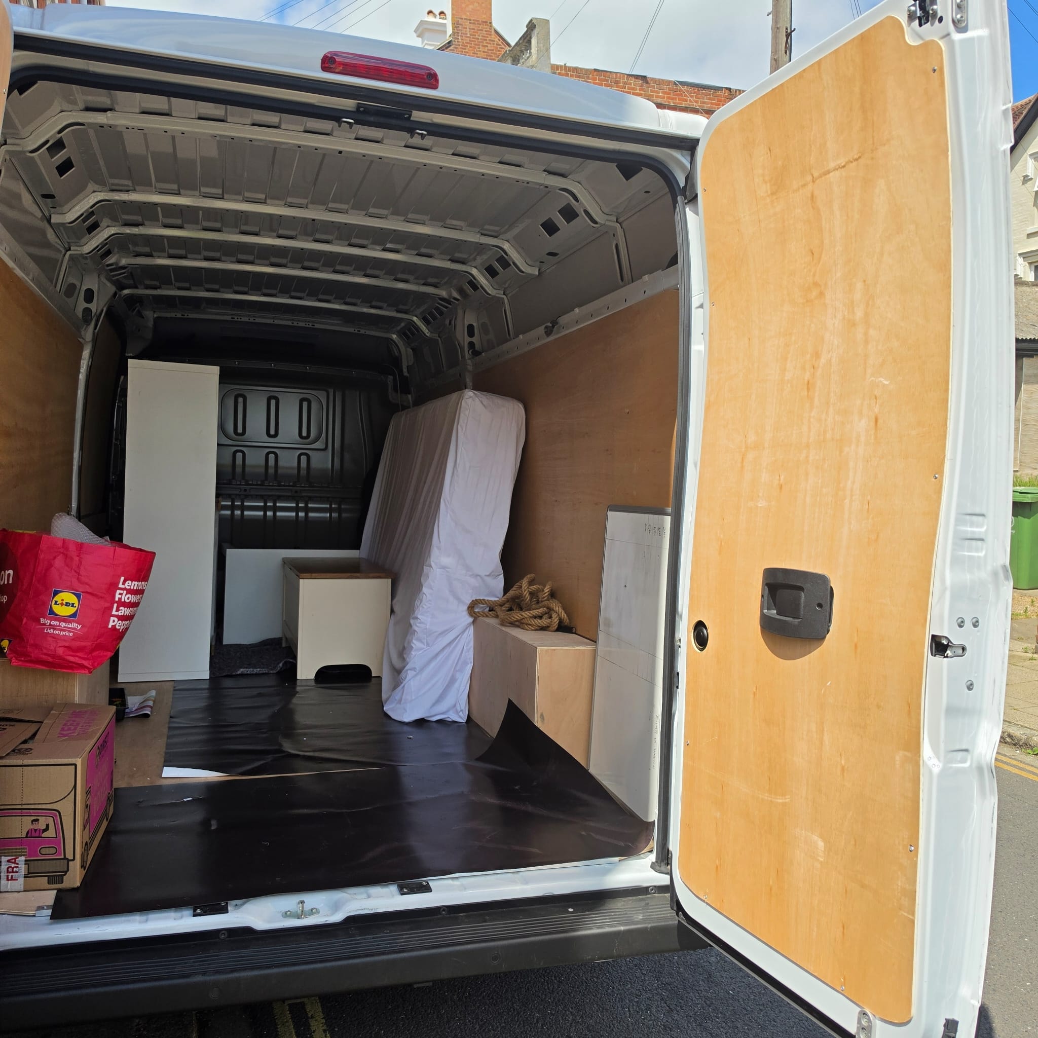 Van interior with furniture loaded for a house removal